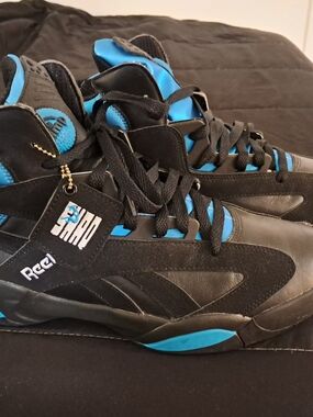 Reebok Pump Shaq Attack Men's Black and Blue High-Top Athletic Sneakers